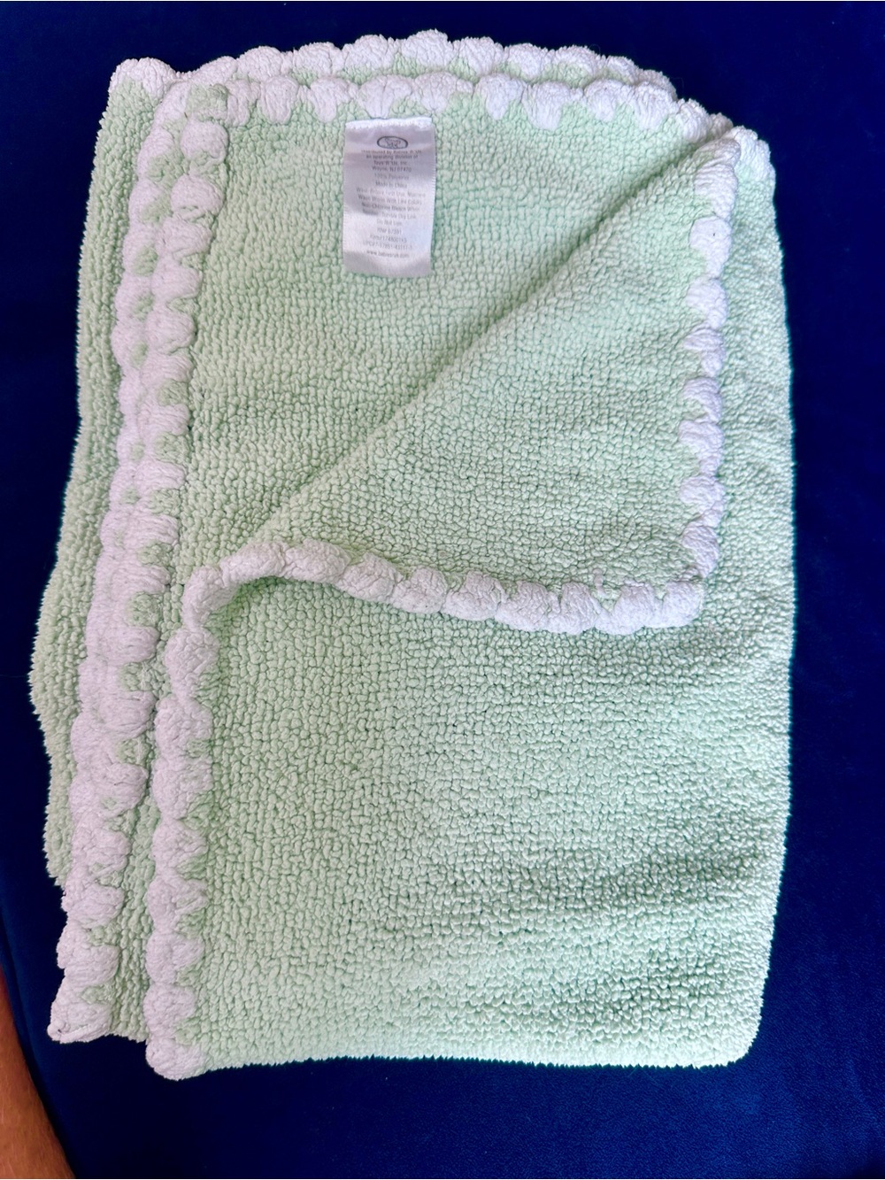 Koala Baby chenille Baby Blanket Light Green With White scalloped edge